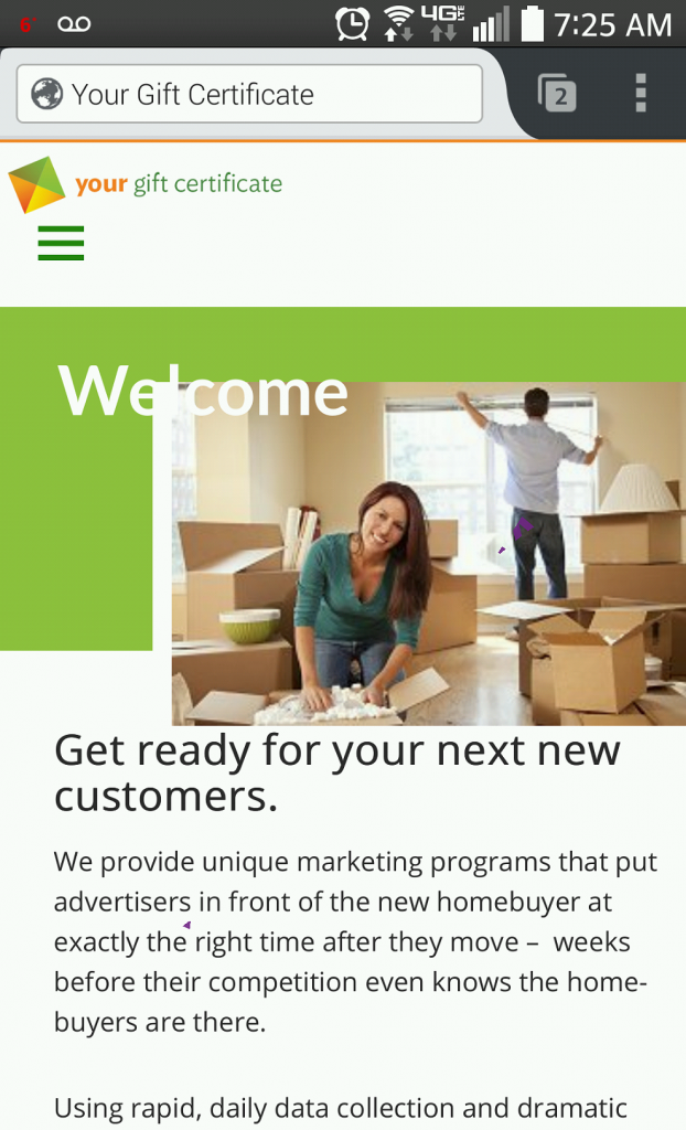 cell phone view of WordPress website developed by Adventures Online