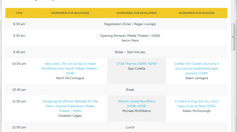 2015 WordCamp RI schedule