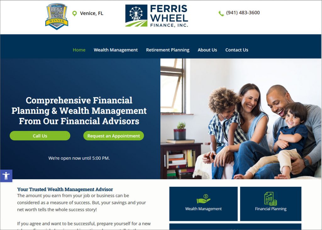 Financial advisor's Website re-created in WordPress. 